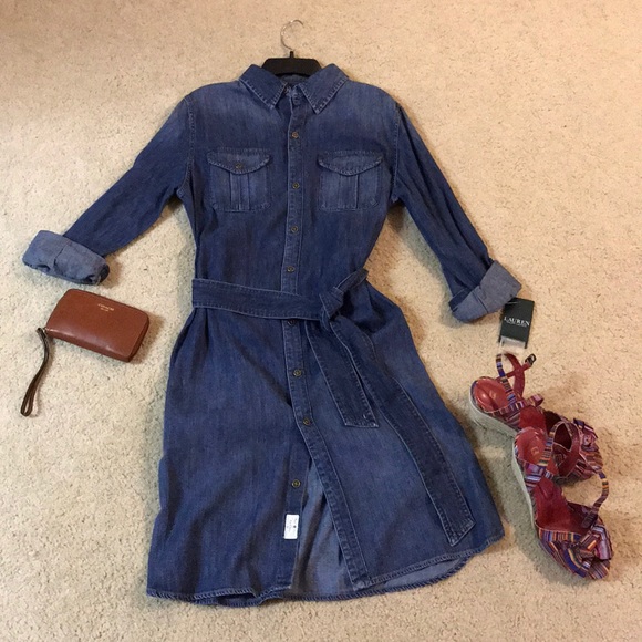 ralph lauren stretch denim shirtdress